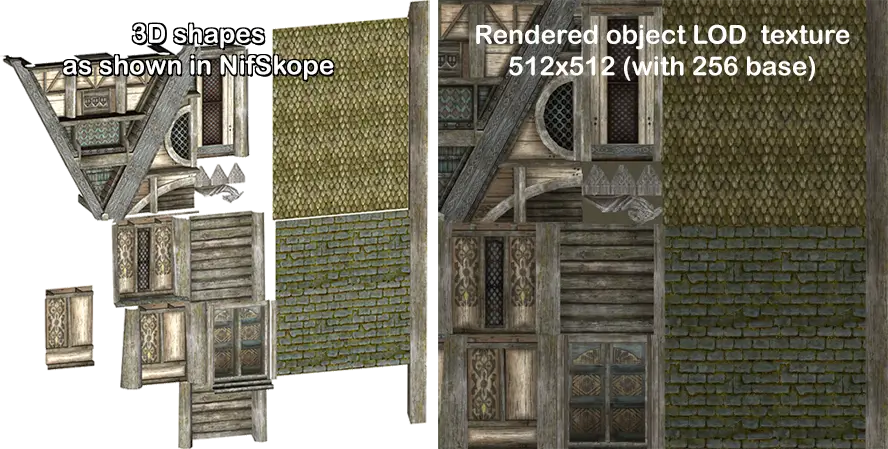 Example of how a NIF is rendered into object LOD textures.