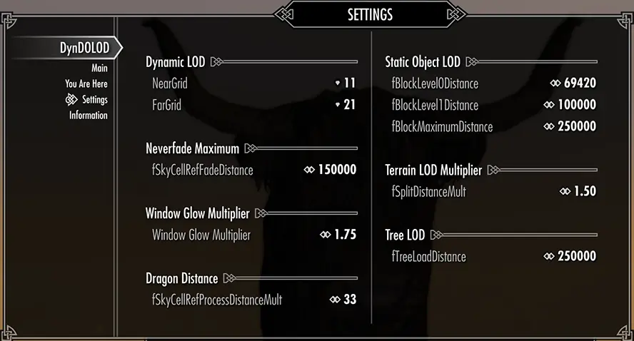 DynDOLOD SkyUI MCM Settings Page